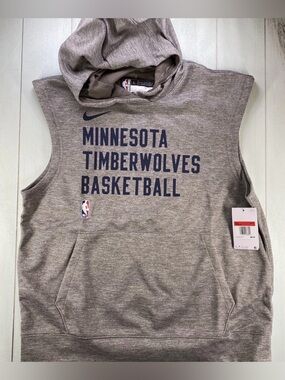 Nike Minnesota Timberwolves Sleeveless Hooded Sweatshirt Mens Large Gray NWT $60